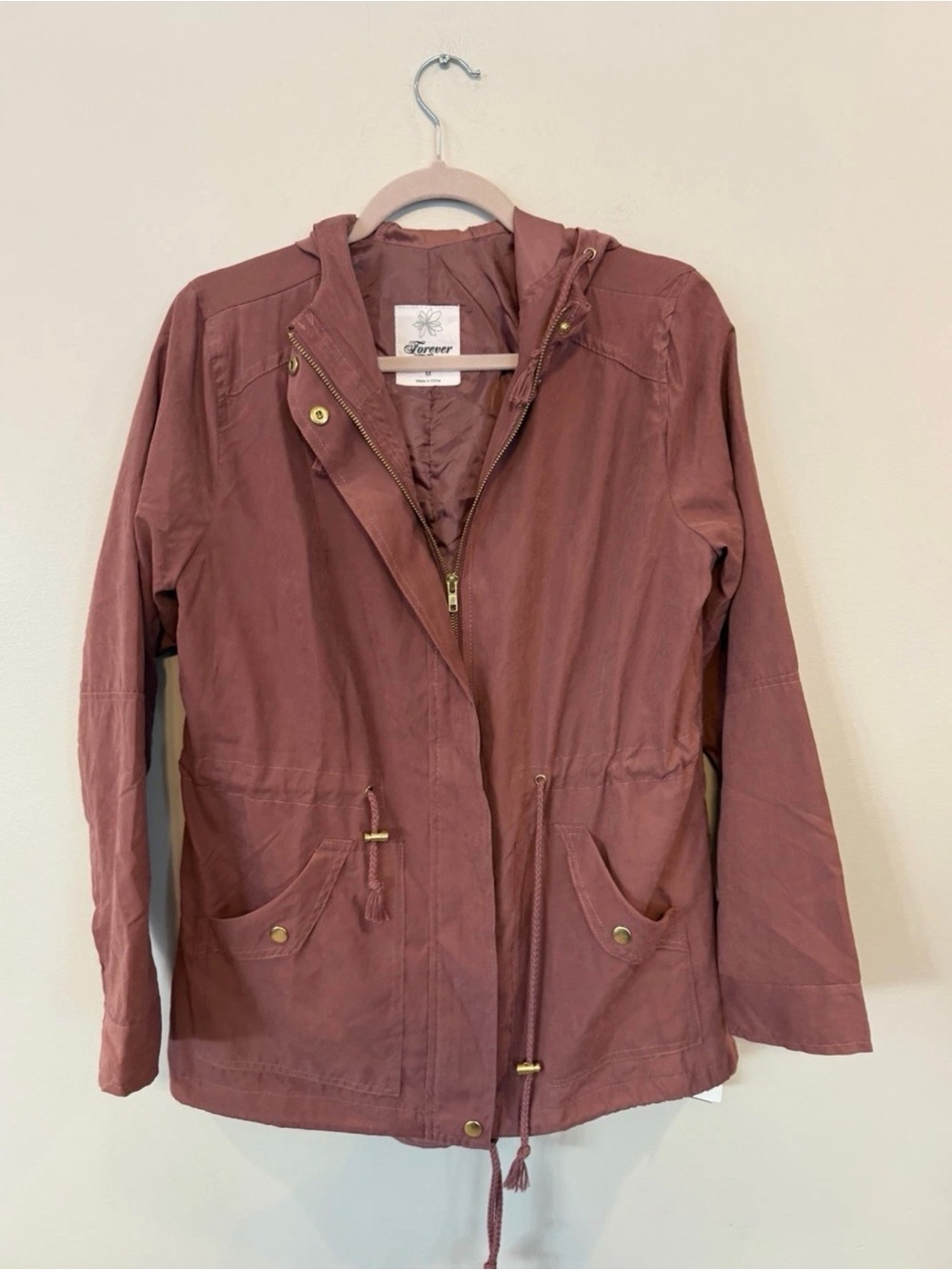 Windsor Dusty Rose Utility Jacket with Hood - Fall Hooded Coat